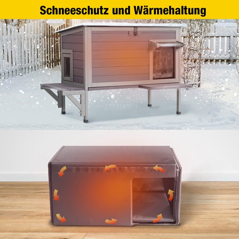 Aivituvin-AIR91-IN Isoliertes Katzenhaus für draußen | Warmes Futter innen