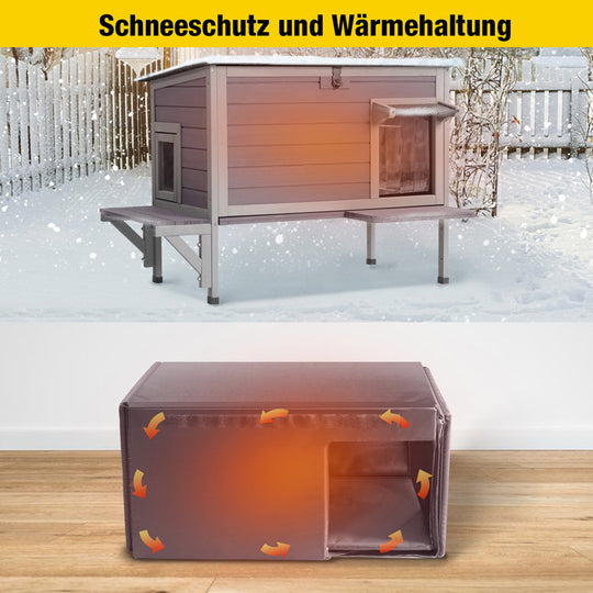 Aivituvin-AIR91-IN Isoliertes Katzenhaus für draußen | Warmes Futter innen