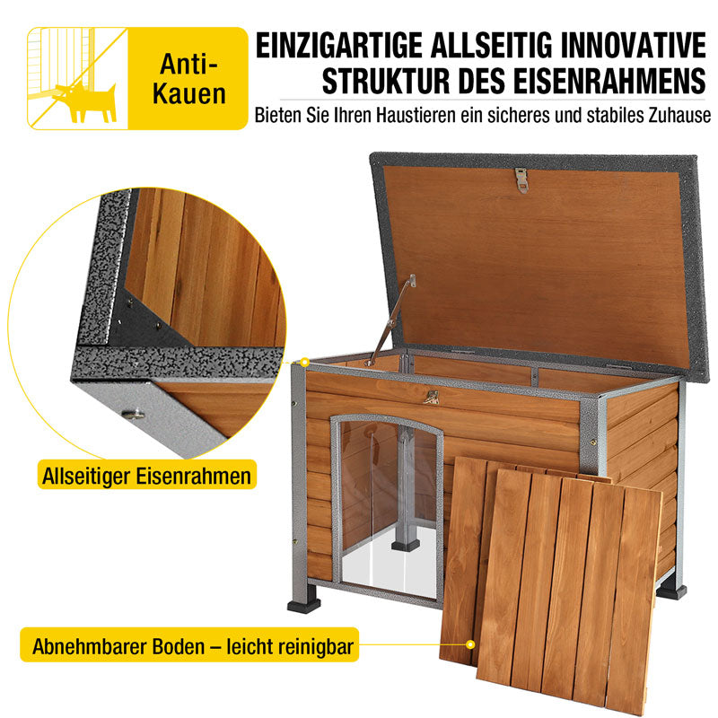 Aivituvin-AIR74 Robustes Hundekäfighaus aus Holz | Stabiler Eisenrahmen