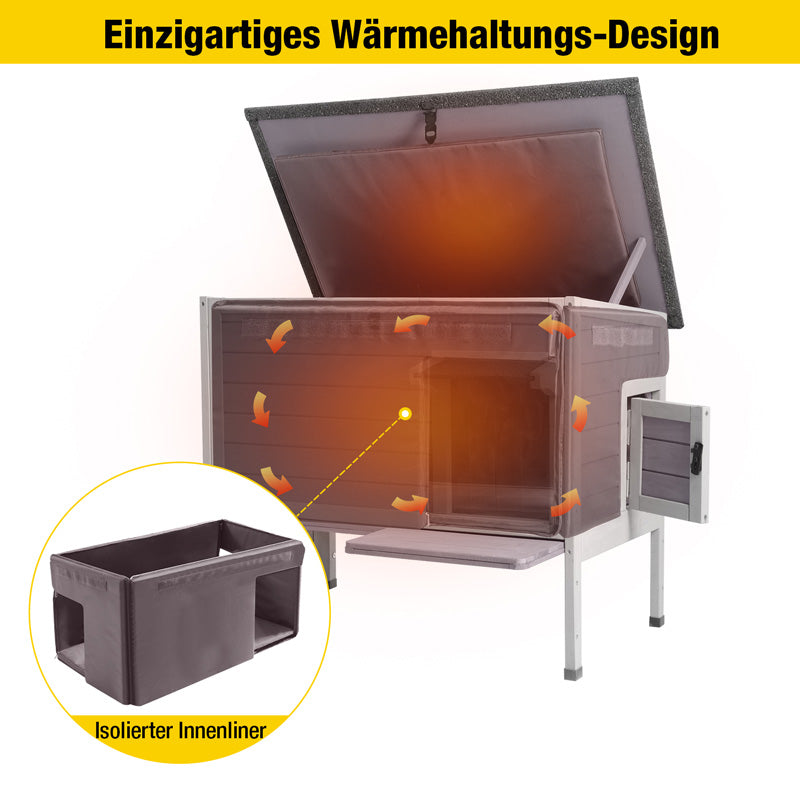 Aivituvin-AIR91-IN Isoliertes Katzenhaus für draußen | Warmes Futter innen