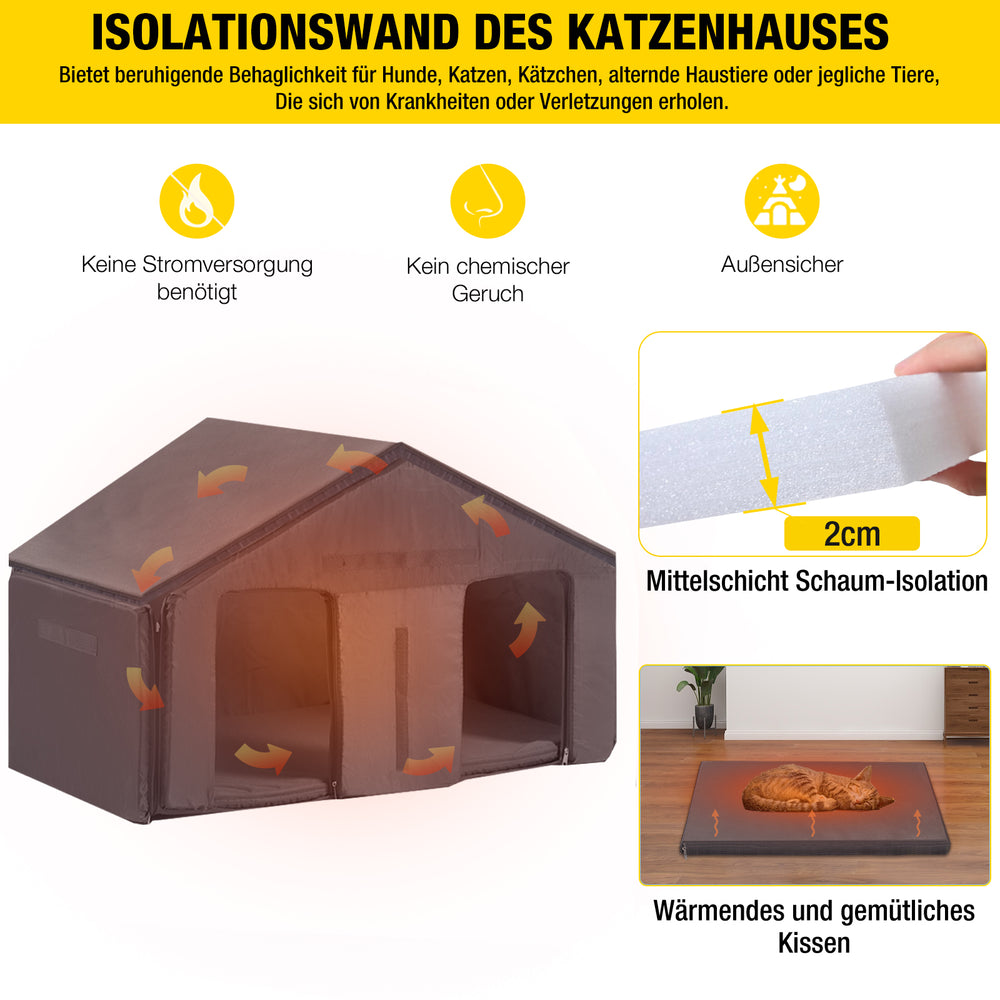 Aivituvin-AIR92-M-IN Isoliertes Außen-Katzenhaus für streunende Katzen | Mit weichem Liner