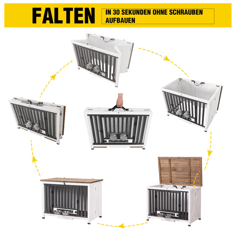 Aivituvin-AIR100 Hundebox aus Holz mit faltbarem Design | Starke Eisentür