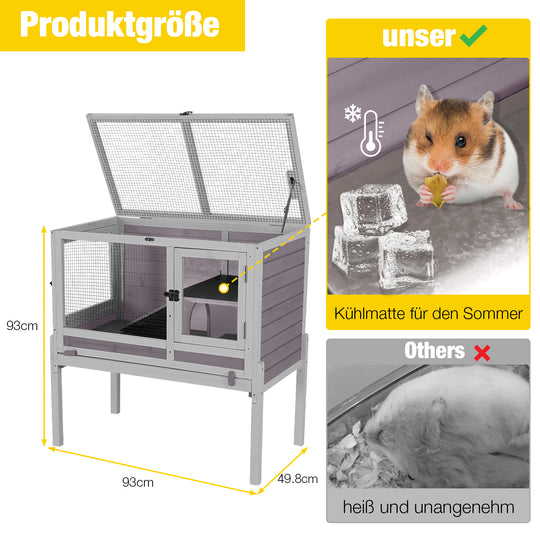 Aivituvin-AIR53-DG/WZ-DE Holz-Hamster- & Kaninchenkäfig | Nagesicheres Design