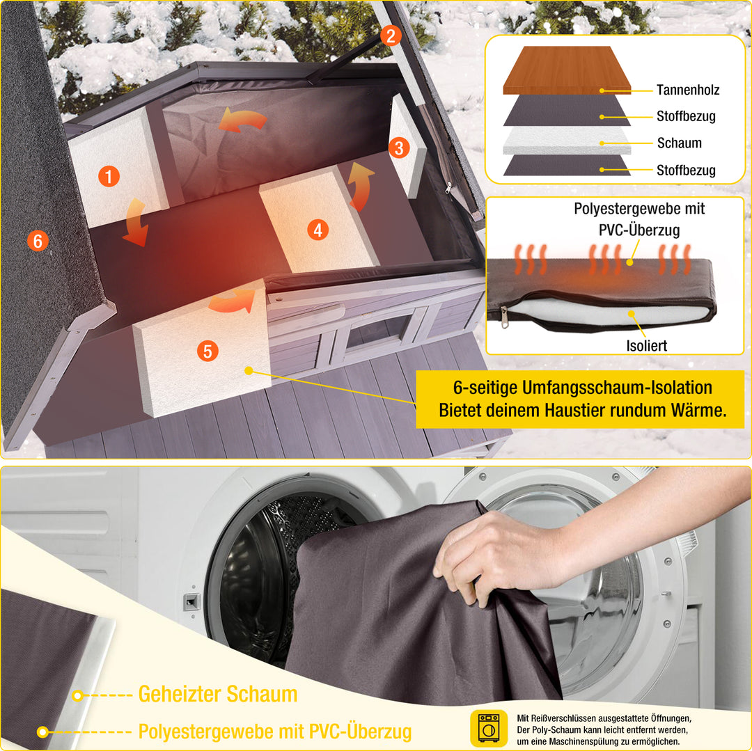 Aivituvin-AIR92-M-IN Isoliertes Außen-Katzenhaus für streunende Katzen | Mit weichem Liner