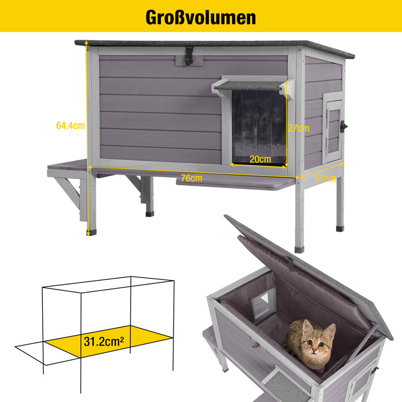 Aivituvin-AIR91-IN Isoliertes Katzenhaus für draußen | Warmes Futter innen