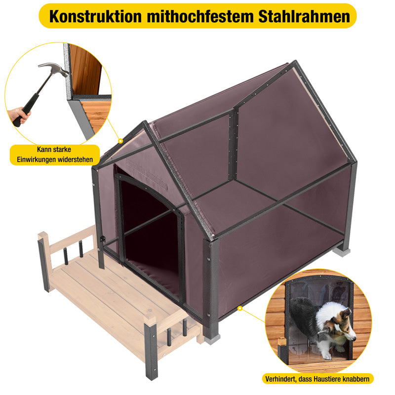 Aivituvin-AIR80-IN Isolierte Hundehütte mit Innenfutter | Eisenrahmen