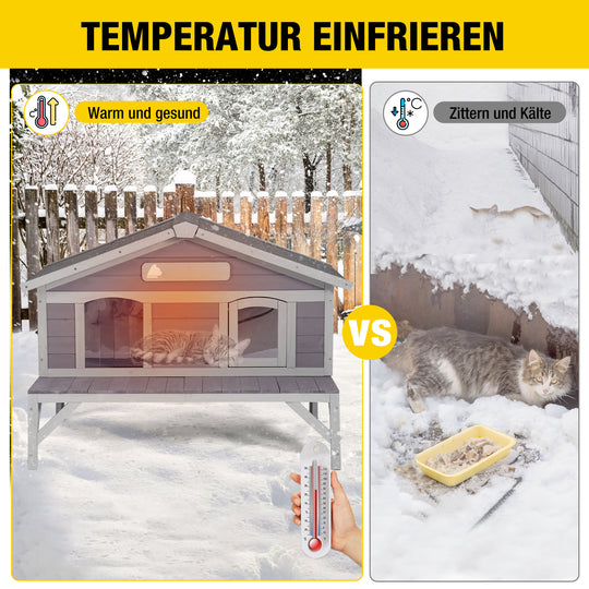 Aivituvin-AIR92-M-IN Isoliertes Außen-Katzenhaus für streunende Katzen | Mit weichem Liner
