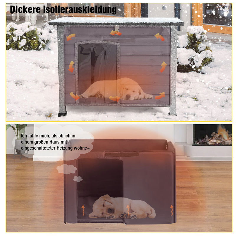 Aivituvin-AIR73/74-IN Mittelgroße isolierte Hundehütte für draußen | Innenfutter