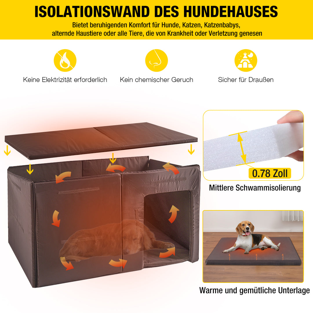 Aivituvin-AIR63/64-IN 59,1" Extra großes isoliertes Hundehaus | Weiches Innenfutter