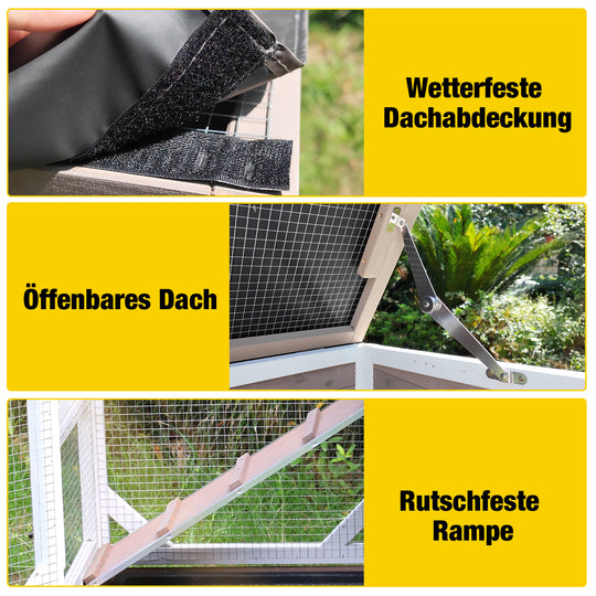 Aivituvin-AIR7013 Premium 2-stöckiger Kaninchenstall aus Holz mit Rollen | Ausziehbares Tablett