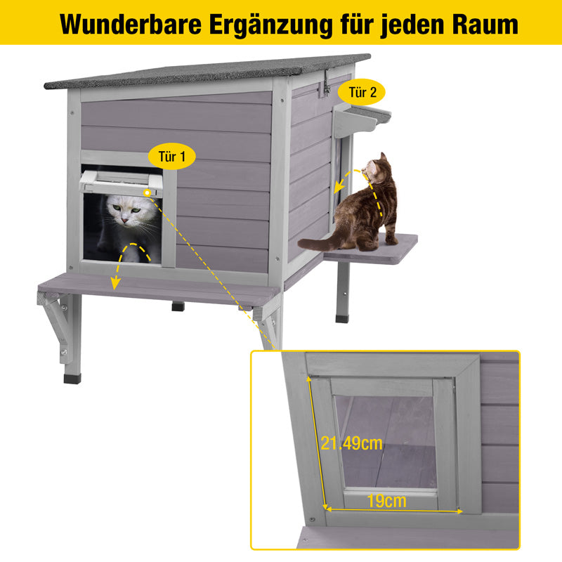 Aivituvin-AIR91-IN Isoliertes Katzenhaus für draußen | Warmes Futter innen