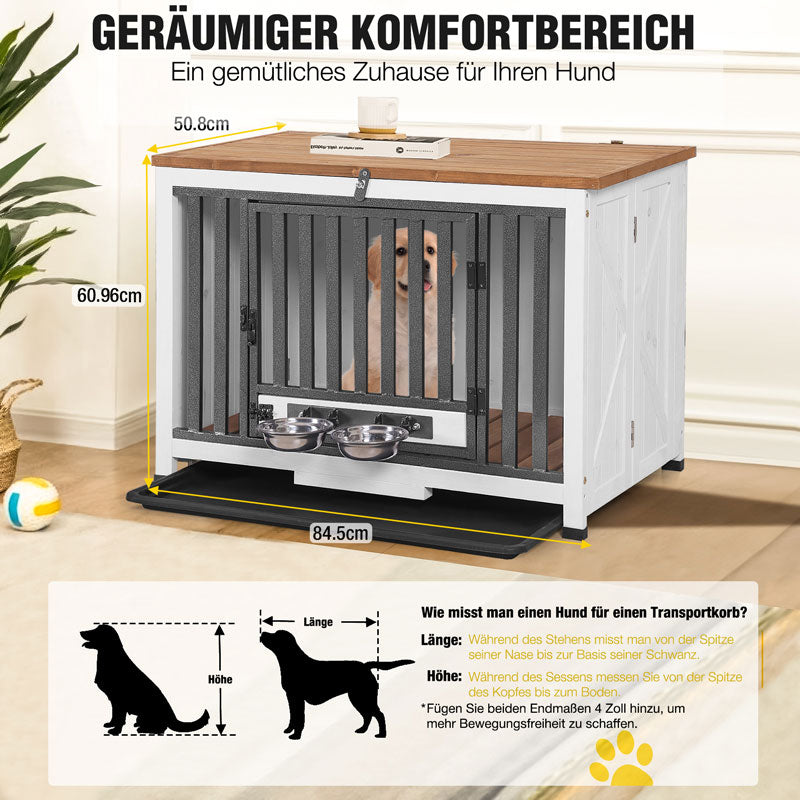 Aivituvin-AIR100 Hundebox aus Holz mit faltbarem Design | Stabile Eisentür
