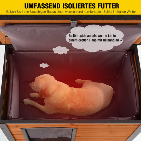 Aivituvin-AIR74-IN Mittelgroße isolierte Hundehütte für draußen | Innenfutter