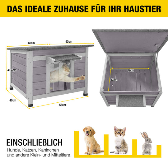 Aivituvin-AIR12-B Katzenhaus aus Holz für draußen, Katzenhaus für drinnen