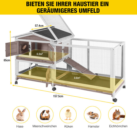 Aivituvin-AIR19 Kaninchenstall für drinnen und draußen | Kaninchenkäfig