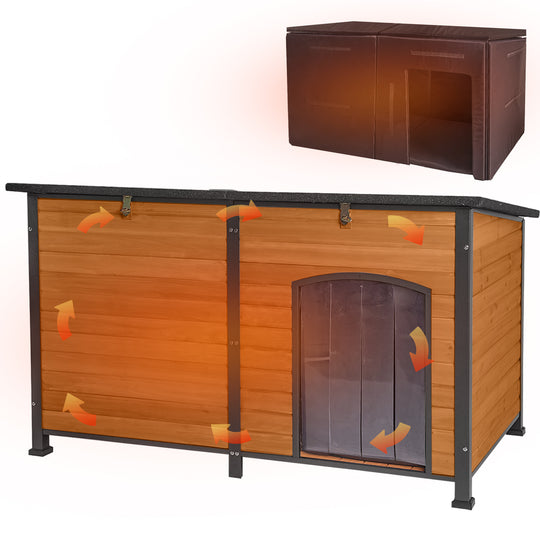 Aivituvin-AIR63/64-IN 59,1" Extra großes isoliertes Hundehaus | Weiches Innenfutter