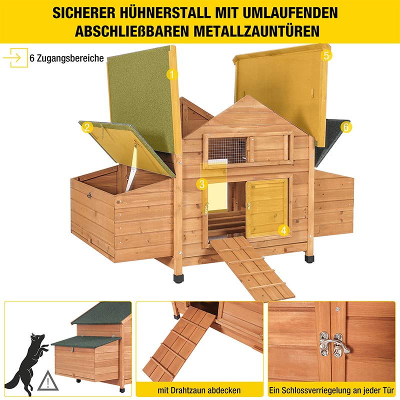 AIRUK67-Hühnerstall aus Holz für 2–3 Hühner | Wasserdichtes Dach