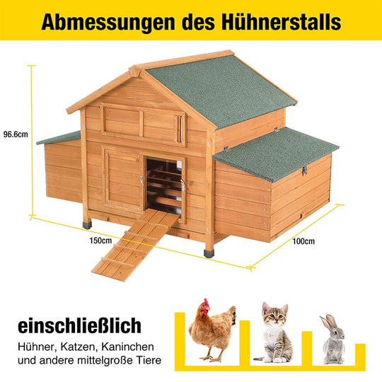 AIRUK67-D-Hühnerstall für den Außenbereich – Platz für 2–3 Hühner mit wasserdichtem Dach