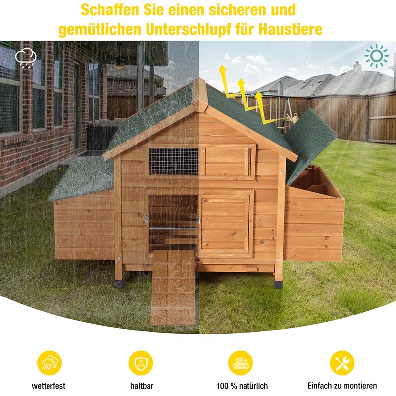 AIRUK67-Hühnerstall aus Holz für 2–3 Hühner | Wasserdichtes Dach