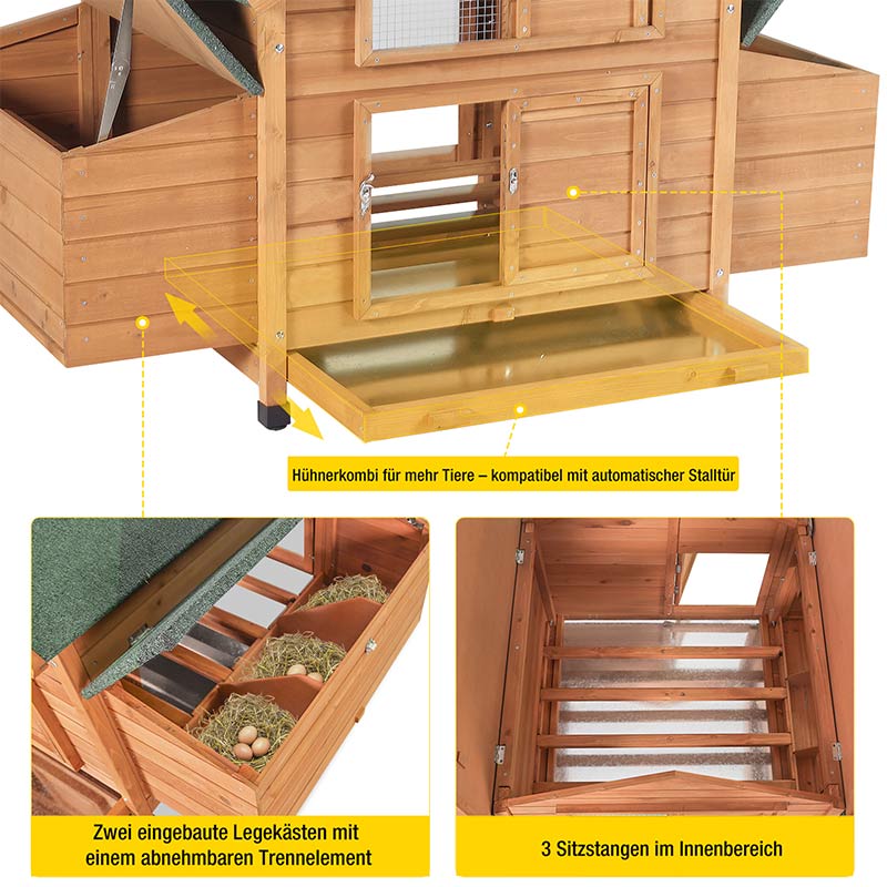 AIRUK67-Hühnerstall aus Holz für 2–3 Hühner | Wasserdichtes Dach