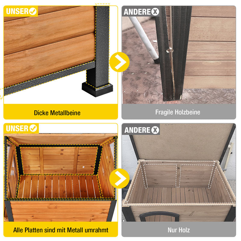Aivituvin-AIR80 Hundehütte für draußen mit Veranda | Stabiler Eisenrahmen