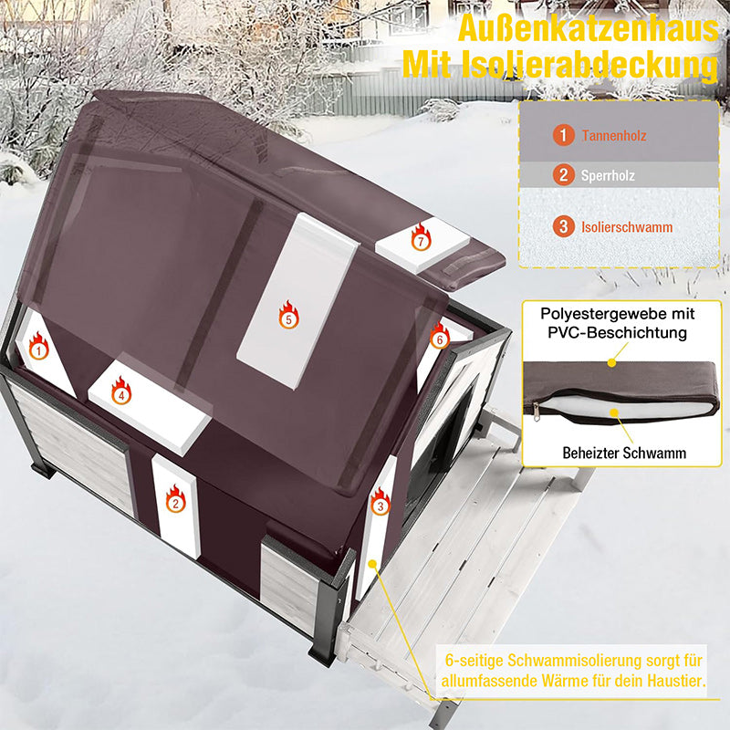 Aivituvin-AIR80-IN 83.6cm Isolierte Hundehütte mit Innenfutter | Eisenrahmen
