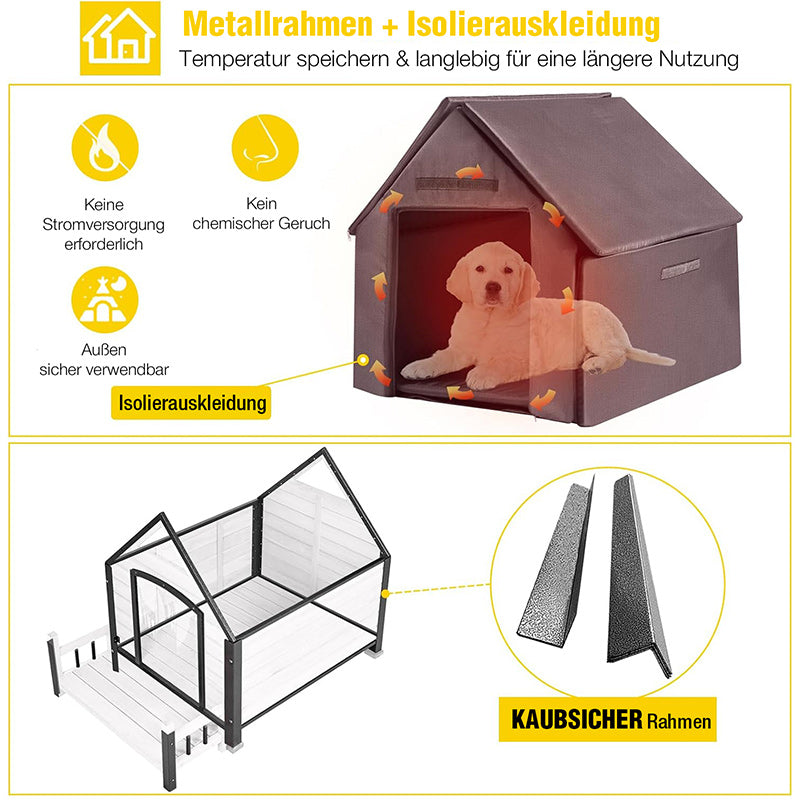 Aivituvin-AIR80-IN 83.6cm Isolierte Hundehütte mit Innenfutter | Eisenrahmen