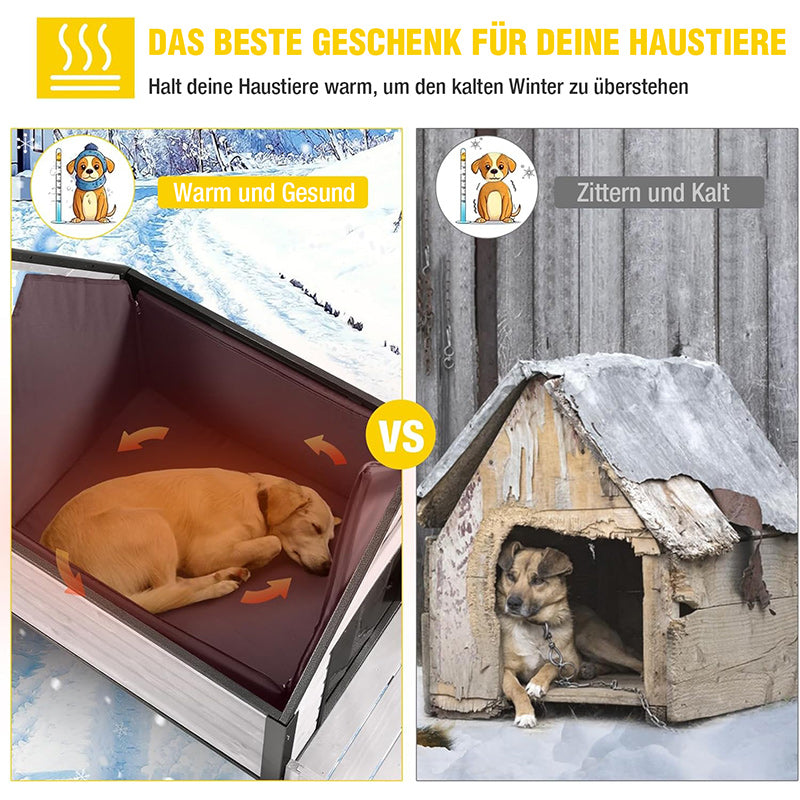 Aivituvin-AIR80-IN 83.6cm Isolierte Hundehütte mit Innenfutter | Eisenrahmen