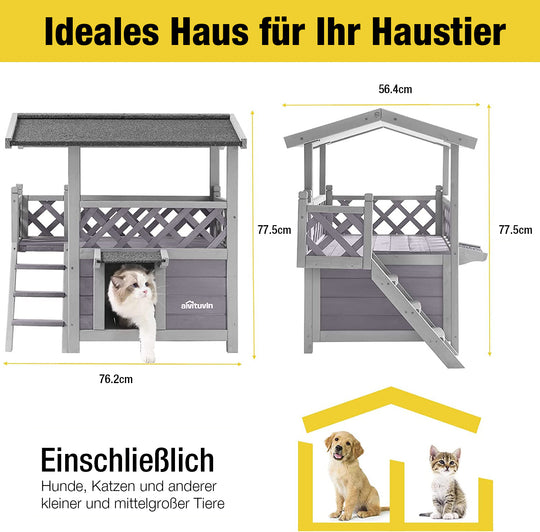 Aivituvin-AIR09-B Katzenhaus für drinnen und draußen (Innenraum: 1,6 m²)