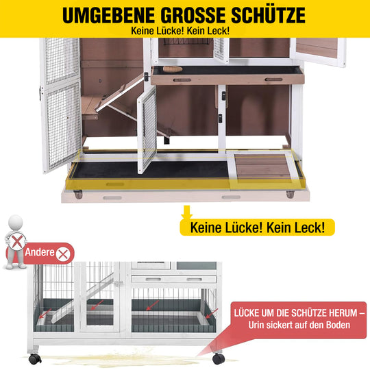 Aivituvin-AIR06-C-DE 2-stöckiger Kaninchenstall auf Rädern (Innenfläche 8,32 ft²)