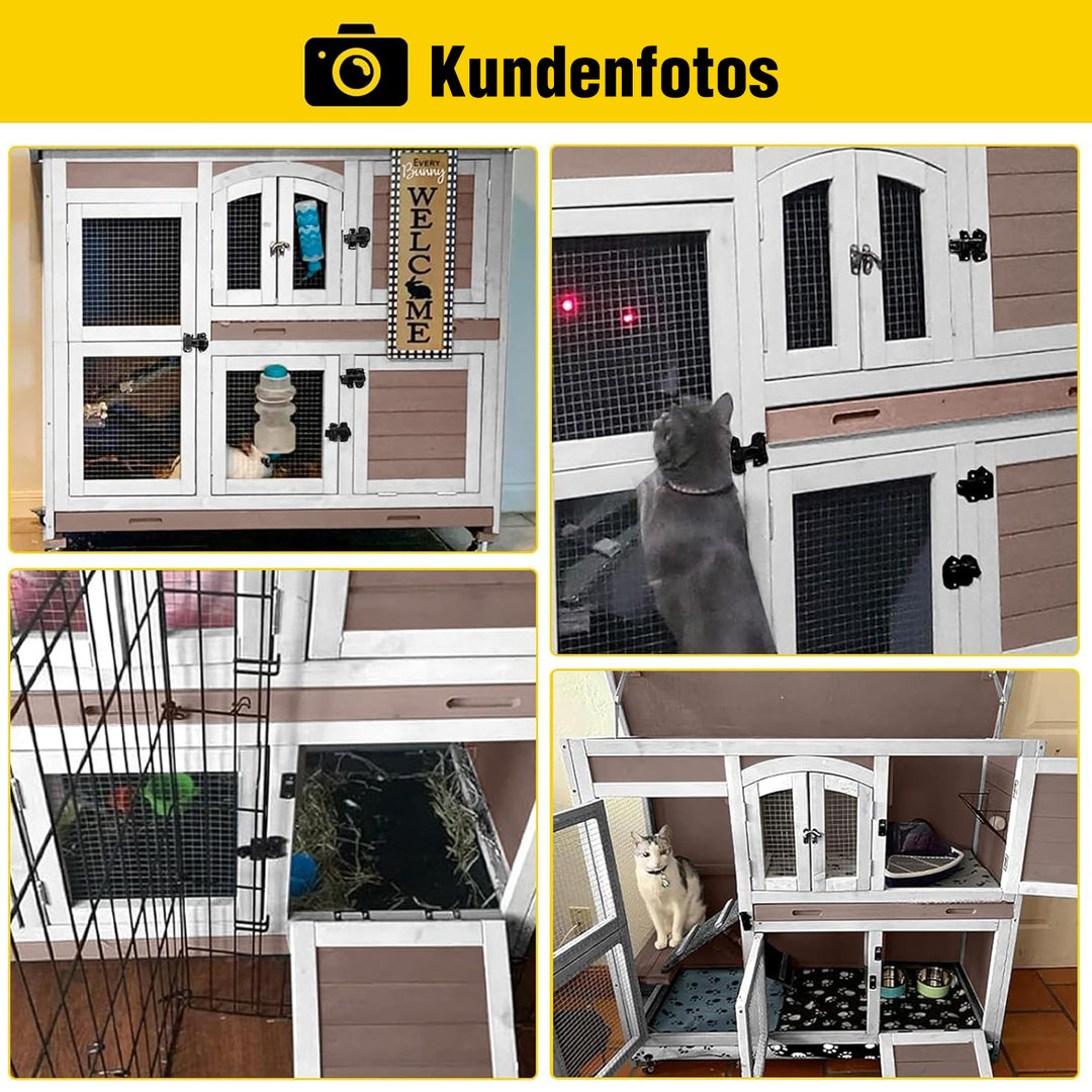 Aivituvin-AIR06-C-DE 2-stöckiger Kaninchenstall auf Rädern (Innenfläche 8,32 ft²)