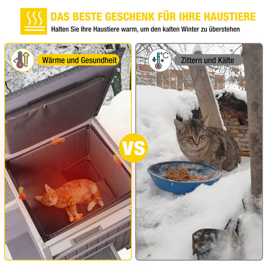 Aivituvin-AIR14-IN Isoliertes zweistöckiges Katzenhaus für den Winter | Warmes Futter innen