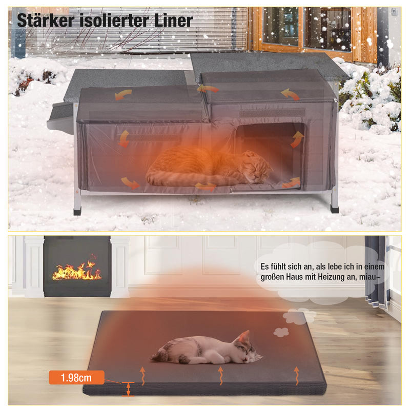 Aivituvin-AIR93-IN Isoliertes Katzenhaus für den Winter im Freien | Warmes Futter innen