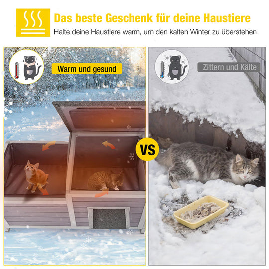 Aivituvin-AIR93-IN Isoliertes Katzenhaus für den Winter im Freien | Warmes Futter innen