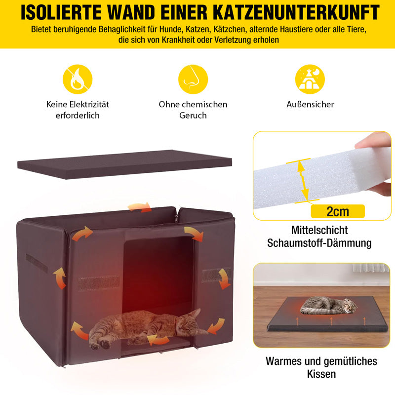 Aivituvin-AIR12-IN  Isoliertes Katzenhaus aus Holz mit weicher Auskleidung | Wasserdichtes Dach