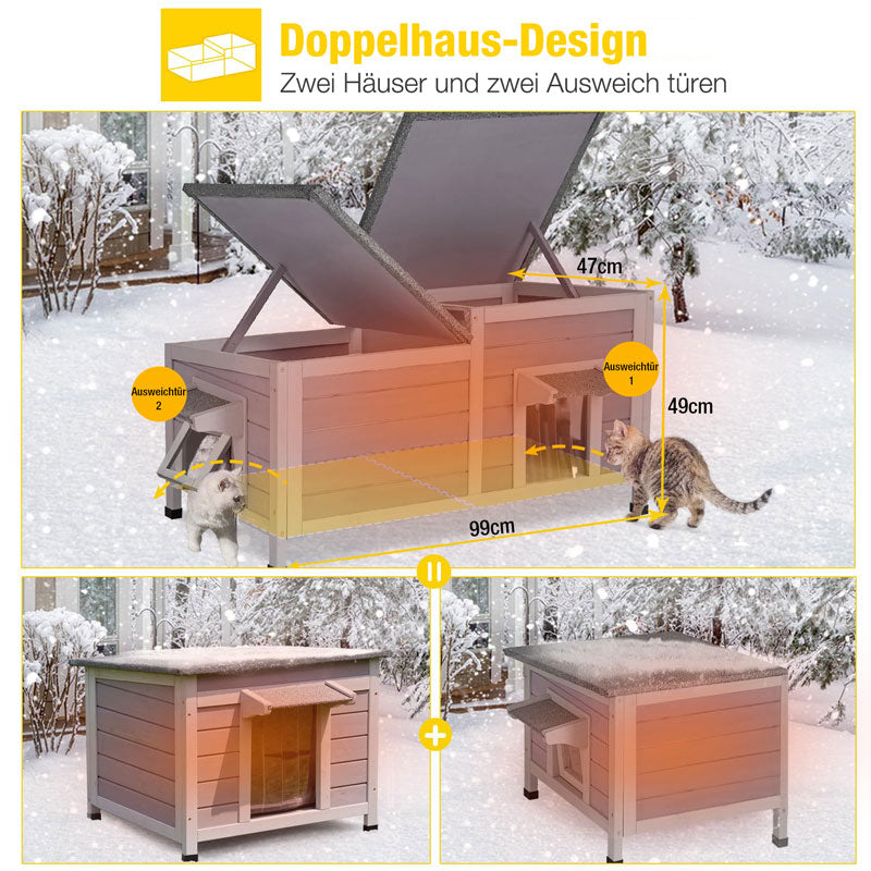 Aivituvin-AIR93-IN Isoliertes Katzenhaus für den Winter im Freien | Warmes Futter innen
