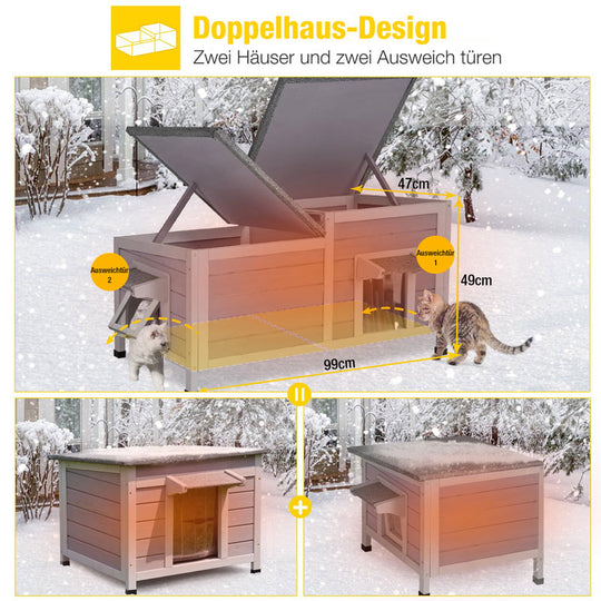 Aivituvin-AIR93-IN Isoliertes Katzenhaus für den Winter im Freien | Warmes Futter innen