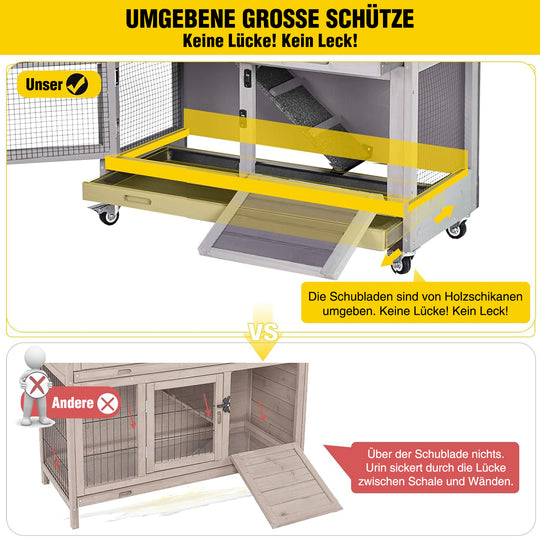 Aivituvin AIR77-DE Outdoor- und Indoor-Kaninchenstall auf Rädern