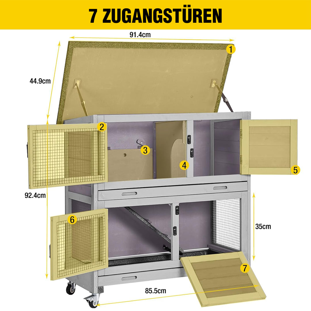Aivituvin AIR77-DE Outdoor- und Indoor-Kaninchenstall auf Rädern