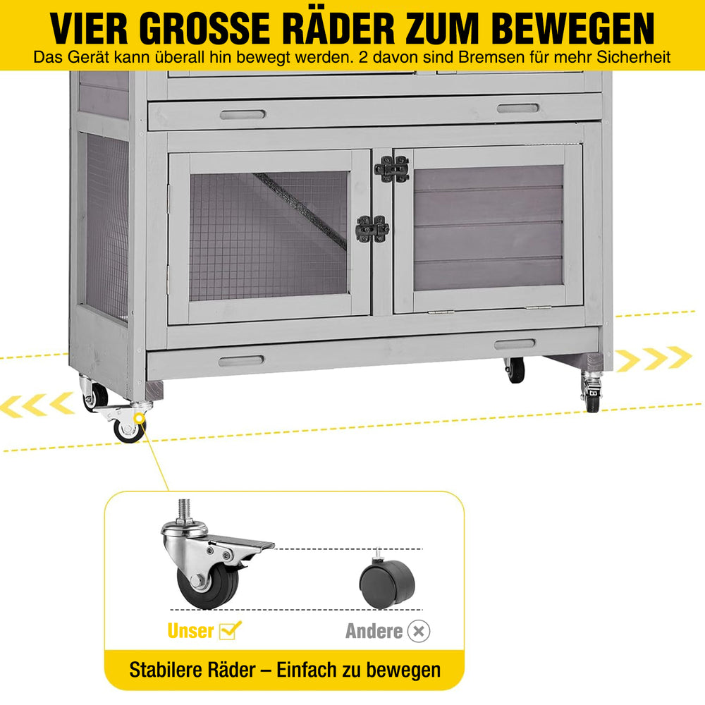 Aivituvin AIR77-DE Outdoor- und Indoor-Kaninchenstall auf Rädern