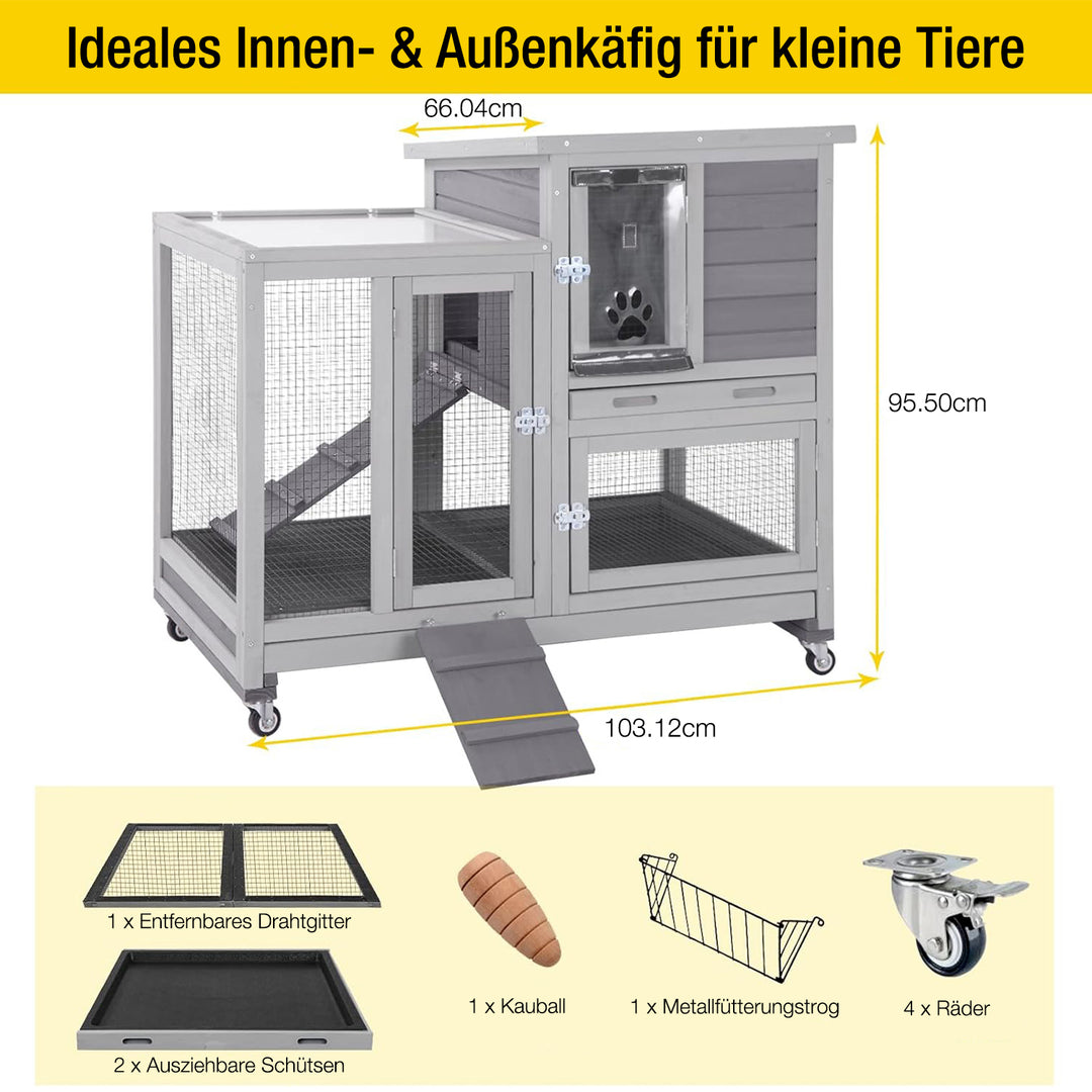 Aivituvin-AIR10-DE Outdoor- und Indoor-Kaninchenstall (Innenfläche 8,3 ft²)