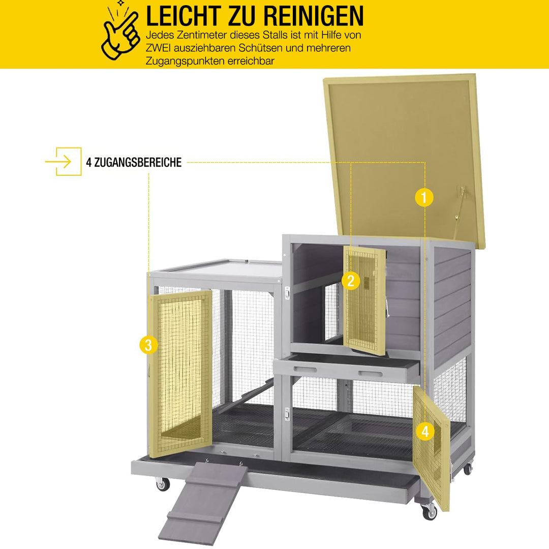 Aivituvin-AIR10-DE Outdoor- und Indoor-Kaninchenstall (Innenfläche 8,3 ft²)