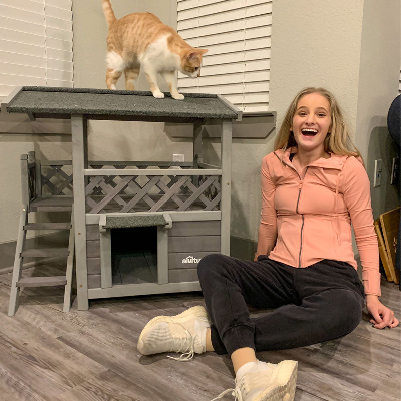 Aivituvin-AIR09-B Katzenhaus für drinnen und draußen (Innenraum: 1,6 m²)