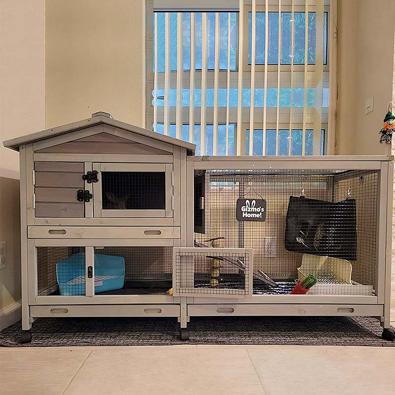 Aivituvin-AIR19 Kaninchenstall für drinnen und draußen | Kaninchenkäfig (Innenraum 0,8 m²)
