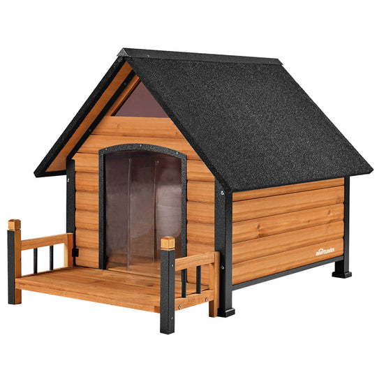 Aivituvin-AIR80 Hundehütte für draußen mit Veranda | Stabiler Eisenrahmen